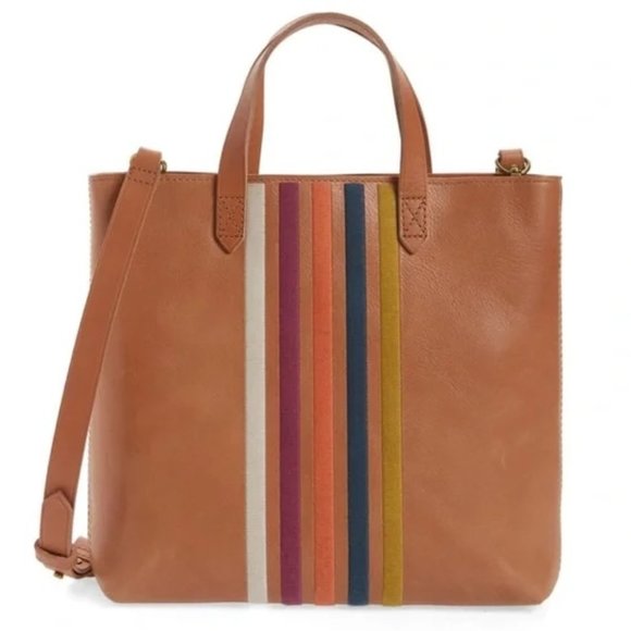 Madewell Bags Madewell The Transport Stripe Embroidered Zip Top Crossbody Tote Small Poshmark